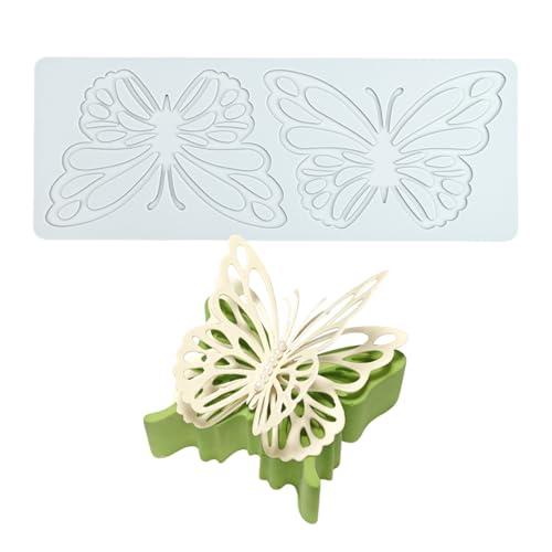 TUKE Silicone Lace Mold Butterfly Pattern Fondant Molds DIY Embossing Mat for Cake Decorating Annimal Design DIY Craft, Chocolate, Resin, Clay, Soap Making (F_ Butterfly) - size: F_ Butterfly