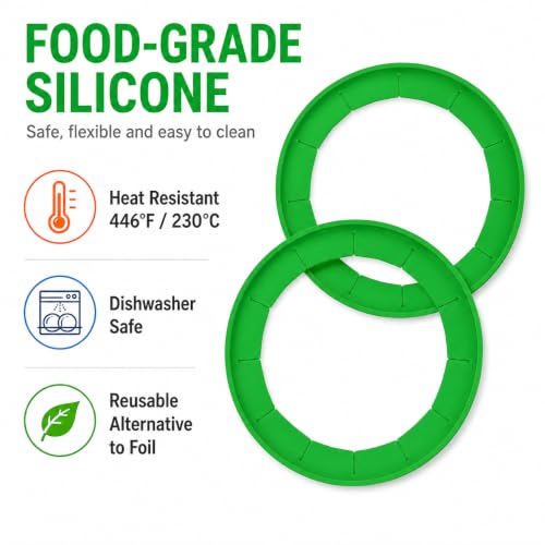 Adjustable Silicone Pie Crust Shield Edge Protector 2 Pcs Green - color: Green