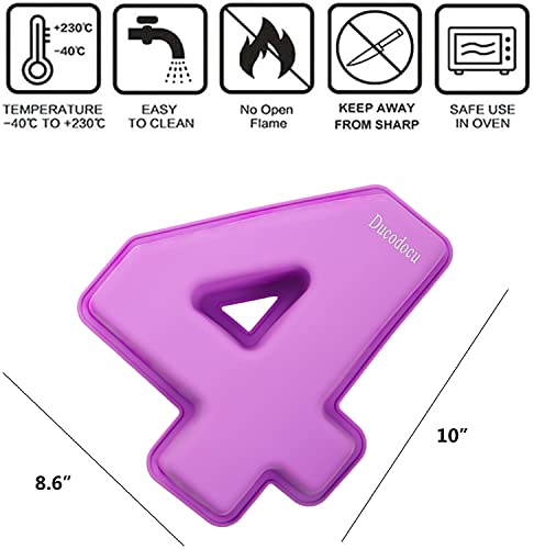 Ducodocu Large Silicone Number Cake Mould 3D Novelty Cake Pan DIY Baking Mold for Birthday Anniversary Number of 4 - size: 4