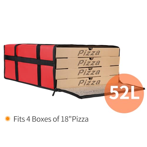 Bodaon Insulated Pizza Delivery Bag, 20" x 20" x 8" Red Warmer Bags, 1-Pack - color: Red, size: 20" x 20" x 8"