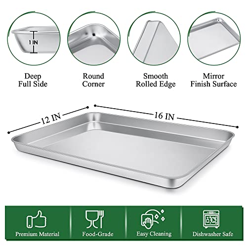 P&P CHEF 16 Inch Cookie Baking Sheet Pan with Wire Rack,4 Pcs - size: 16 Inch