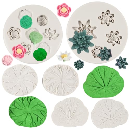 Lotus Flower Silicone Molds Lotus Leaf Fondant Mold Set of 4 - color: Style E