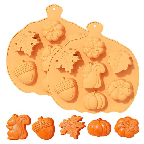 Fall Silicone Molds for Chocolate Candy Soap, Set of 2 - color: Orange-QY357