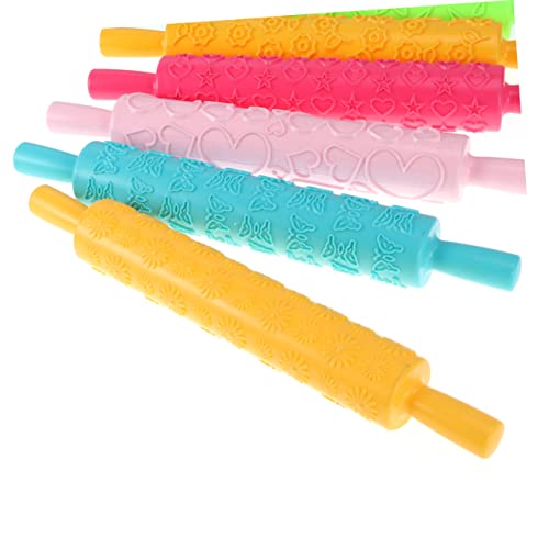 LABRIMP Embossed Rolling Pin for Fondant Sugar Paste Marzipan and Clay Textured Rolling Pin for Even Rolling Cake Decorating Tool for Diy Baking Pastry Dough Pie Crust 14.37 in