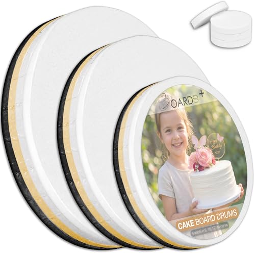 Cake Drums 8, 10 & 12 Inch Set (12 Pack) White, Silver, Gold, Black Colors - color: White + Silver + Gold + Black