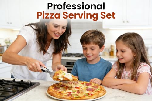 Pizza Cutter & Server Set, 2pcs Stainless Steel with Non-Slip Handles