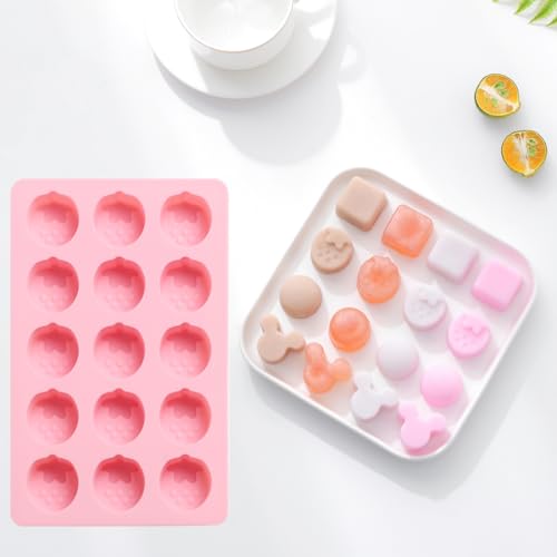 2-Pack Strawberry Shape Candy & Chocolate Silicone Molds, Non-stick, Pink - size: Strawberry