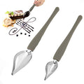 LUTER 2Pcs Precision Culinary Drawing Drizzle Spoon, Stainless Steel Saucier Drizzling Spoon with Tapered Spout Chocolate Dipping Sauce Drizzler Chef Plating Tool for Cake Dessert Decorating (2 Sizes)