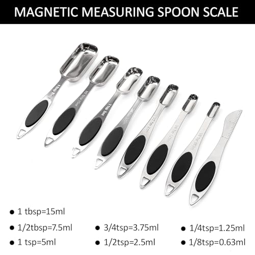Magnetic Measuring Spoons Set Stainless Steel Magnetic Measuring Spoons - color: Black