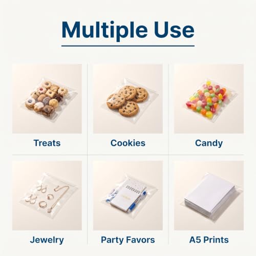 5" X 5" Self-Sealing Cellophane Bags (1000 Count) Clear Cookie Bags - size: 5" X 5"