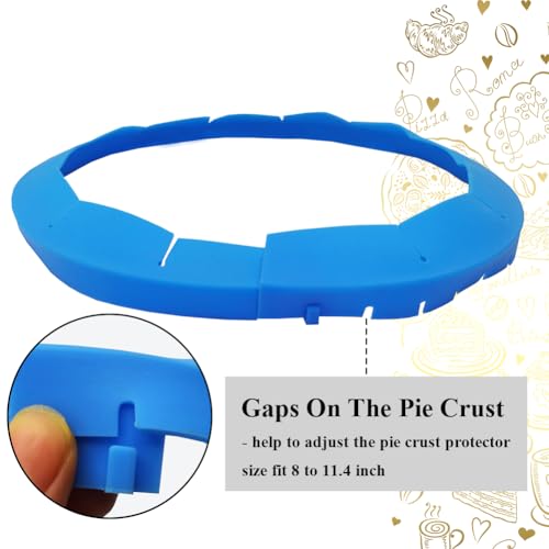 Adjustable Pie Crust Shields, Silicone Baking Protectors, Cover Ring Tools Fits 8-11.4 Inch Pies, Baking Pie Pizza Crust Shield Protector Cover for Edges ﻿ (Blue) - color: Deep Blue
