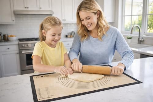 Silicone Pastry Mat with Measurements, 26 x 16 Inch Extra Thick Non-Slip Nonstick Large Baking Mat for Dough Rolling, Kneading, Fondant and Pie, Gray - color: Gray, size: 26"L x 16"W