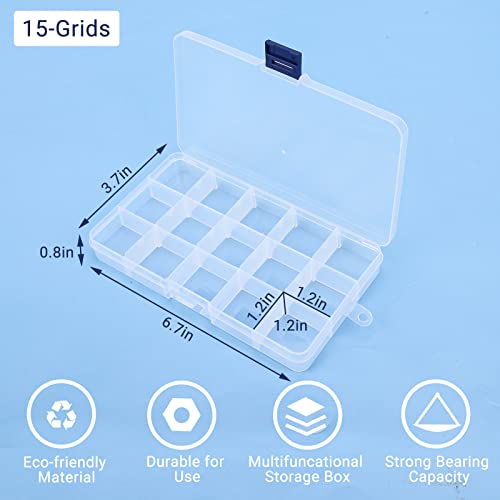 Rhinestone Organizer for Nails, 4PCS Cosics 15-Grid Clear Plastic Acrylic Nail Organizers & Storage Case with Movable Dividers, Empty Jewelry Nail Art Storage Containers Holder, Beading Box with Lids - color: 4PCS-Blue Buckle*4, size: Small-6.7” x 3.7“