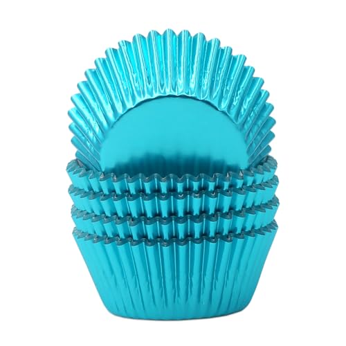 Standard Aqua Blue Foil Cupcake Liners Muffin Baking Cups for Party and More, 100-Count - color: Aqua Blue
