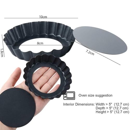 Round 4 Inch Mini Pie Muffin Cupcake Pans, Non-Stick Tart Quiche Flan Pan Molds Pie Pizza Cake Mould with Removable Loose Bottom(black) - color: Black