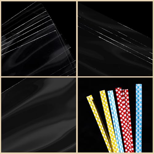 200 PCS Transparent Clear Cellophane Bags 6x9 Inches With Ties for Cookies, Gifts, Products, Candy, Favors - Resealable Packaging - size: 200 Count (Pack of 1)