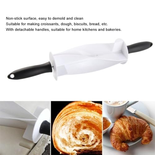 Rolling Pin 36.4cm – Irregular Shape Dough Roller Pastry Cutter for Dough, Croissant & Bread, Food-Safe Plastic Baking Tool with Detachable Handle