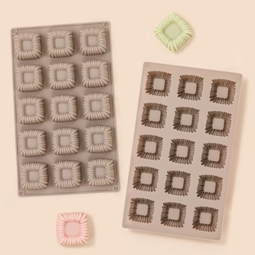 Cube Cake Silicone Mold | 1.6" x 1.6" x 0.8" 3D Square Mini Mousse Cake Baking Mold, French Dessert Molds for Chocolate, Jello, Brownie Bites, Ice Cream Cube, 15-Cavity - color: Mousse Baking Mold