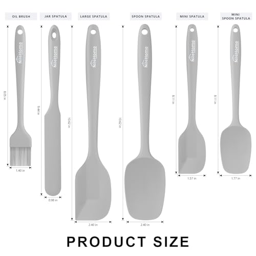 6 Pieces Silicone Spatula Set with Silicone Brush,Mixing-Grey - color: Gray, size: 6 Piece