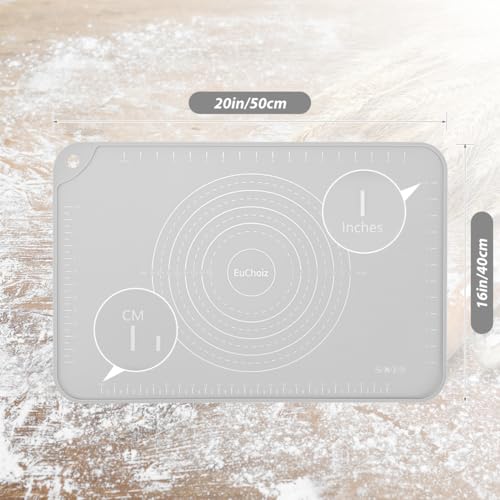 Silicone Pastry Non Stick Baking Mat 20"*16" Dough Rolling Edge Heightening - color: Light Grey, size: 20"L x 16"W