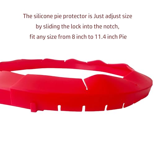 2PCS Adjustable Baking Pie Crust Shield Protector Cover for Edges of Pie - 8-inch to 11.5-inch (Red Blue) - color: Red Blue