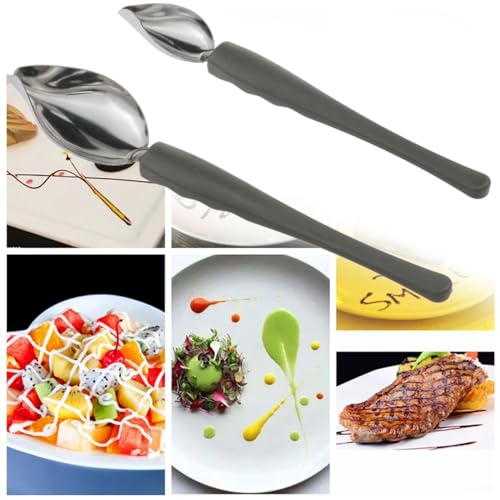 AYLIFU 2 PCS Drawing Decorating Spoon Set 6 PCS Candy Dipping Tools Stainless Steel Chocolate Dipping Tool Set for Decorating Plates Cakes Coffee