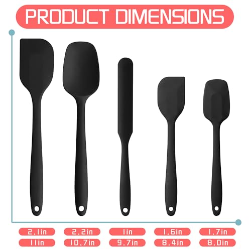 5 Pieces Silicone Spatula Set - color: Black