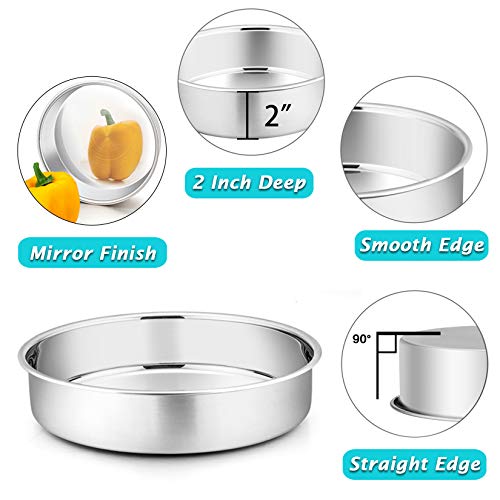P&P CHEF 9.5 Inch Cake Pan Set, Round Baking Cake Pans, Silver & 2 Pcs - color: Silver, size: 9.5 Inch