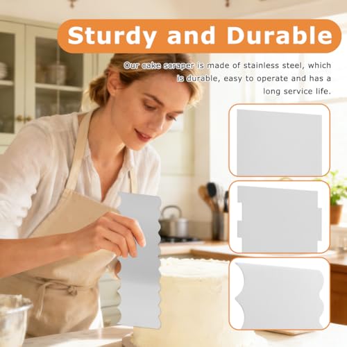 3Pcs Stainless Steel Cake Scraper & 6Pcs Plastic Cake Scraper Cake Smoother
