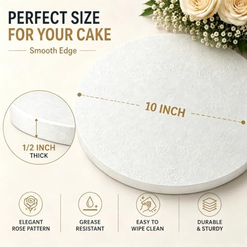 10 Inch Cake Drums,6 Pack Cake Boards 10 Inch Round 1/2" Sturdy Cake Base - size: 10 Inch