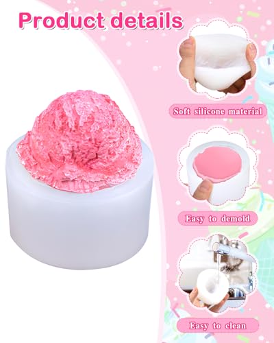 Ice Cream Ball Silicone Mold with Edge, Multi-Use Mold for Chocolate, Fondant, Soap, Candles & DIY Desserts, Perfect for Weddings, Birthdays & Parties - color: Ice cream scoop