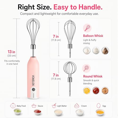 Electric Egg Beater Whisk, USB Charging Mixer, Three-Speed Adjustment, Suitable for Whisking Eggs, Cream, Sauce, Jam Supplements and More, Pink - color: Pink