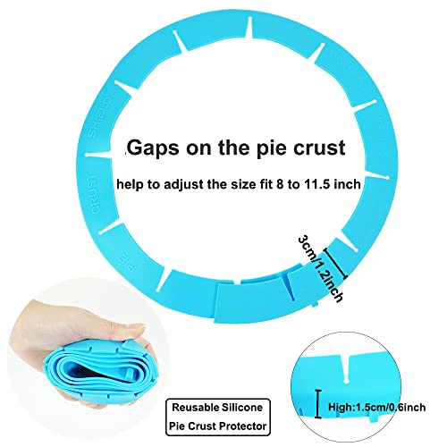 Adjustable Silicone Pie Crust Shield Pie BPA-free Protectors Cover Kitchen Tool for Baking Pie Pizza, Fits 8-11.5 Inches Pie (Blue-2pcs) - color: Blue-2pcs