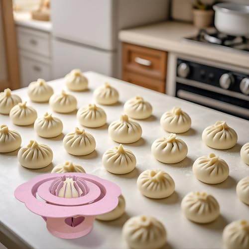 6.6'' Baozi Maker Machine,Food-Grade Material Big Dumpling Bao Bun Mold,Kid Easy To Use And Clean,Dumpling Crimper Maker Quick Made Pastry Pie Steam Bun Mold For Home Kitchen Beginner (Red) - color: Red