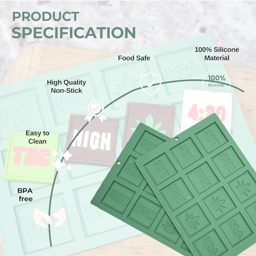 HELLO HIGH 420 Leaf Silicone Gummy & Candy Mold, 2-Pack, 24 Cavities