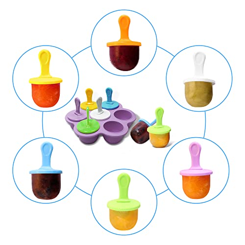 Silicone Popsicle Molds 7-cavity DIY Ice Pop Mold with Colorful Sticks For egg biting ice cream molds storage containers non stick cake molds (Purple) - color: Purple