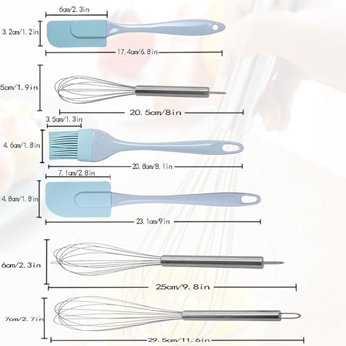 3 Pack Egg Whisk and Cooking Brush Scraper Set, Stainless Steel Wire Whisks for kitchen Cooking Blending Whisking