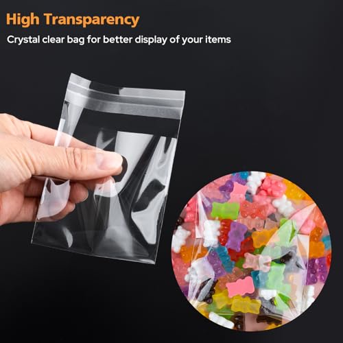 5x7 Clear Cookie Bags With Seal - 100 Pack Self Sealing Cellophane Bags - size: 5x7 Inch