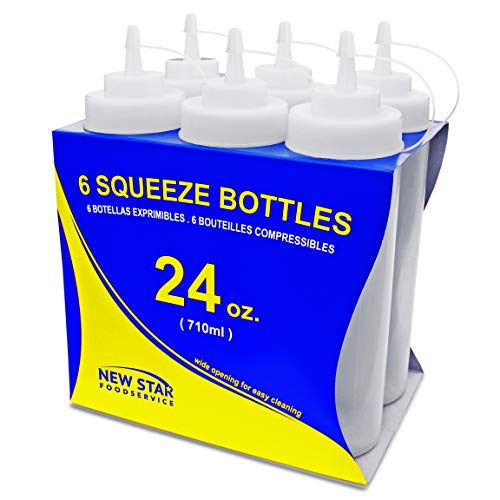 New Star Foodservice Plastic Squeeze Bottles, 24oz, 6 pk, Clear - color: Clear