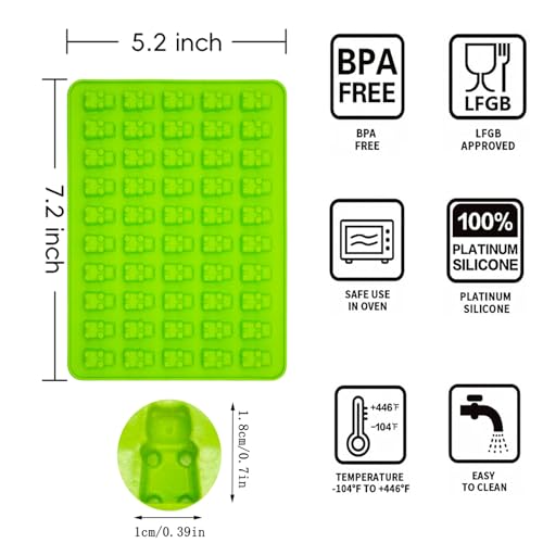 5Pcs Gummy Candy Molds - Silicone Gummy Mini Bear Molds with 2Pcs Dropper,Non-stick and Bpa Free for Candy Chocolate Gummies Baking - color: 5pcs Mini Bear Molds