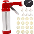 Cookie Press for Baking, Spritz Cookie Press, Thicken Cookies Press Gun Kit with 16 Discs and 6 Decorating Tips, Suitable for DIY Cookies Maker and Cake Icing (Red)