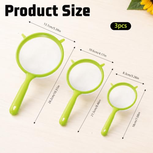 3PCS Fine Nylon Mesh Strainers, Sieve Fine Mesh Colander Flour Sifter