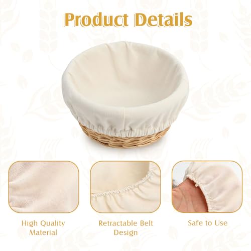 Bread Proofing Basket Cloth Liner 6Pcs 10 Inch Round Banneton Liner Natural Rattan Banneton Bread Proofing Cover Basket Cloth Liner Sourdough Bread Baking Supplies Cloth Bowl Covers for Bread Proofing - color: Round, size: 10 Inch