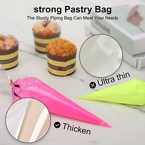 Tamodan 12 Inches Side Not Bursting Piping Bag, 100 Pcs Explosion-Proof Cracked Thickened Pastry Bags Disposable Are Suitable for pastry making. - color: Piping Tips Set
