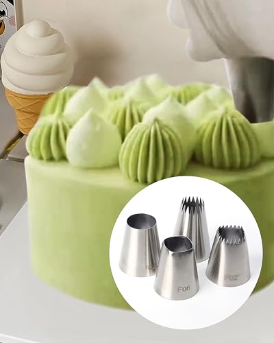 4 Pcs X-Large Stainless Steel Piping Nozzles Set for Cake Decorating - size: Round Nozzles-4Pcs