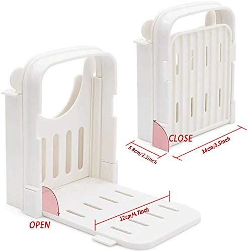 Fastwolf Bread Slicer,Adjustable Toast Slicer Toast Cutting Guide for Homemade Bread,Foldable Bread Toast Slicer Bagel Loaf Slicer Sandwich Maker Toast Slicing Machine with 5 Slice Thicknesses (White)