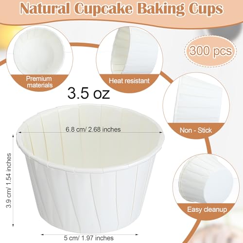300 Pcs Paper Dessert Cups, 3.5 oz, White