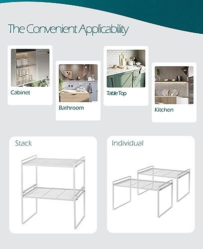 Shantton Cabinet Shelf Organizer, Pantry Shelf Rack, White 16.1x10.6x9.5 - color: White, size: L16.1'' W10.6'' H9.5''