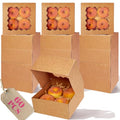 qiqee Auto-pop up Cookie Box with Window 6x6x3 Inch Brown 60Pcs Pastry Macaron Bakery Pie Box for Packaging - color: 6x6x3, 60Pcs,Brown