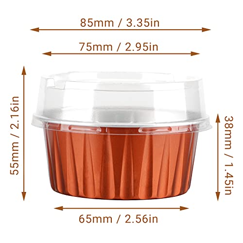 EUSOAR Foil Baking Cups, 30pcs 5oz Disposable Aluminum Foil Cups Cupcake Containers Wrappers with Lids, Dessert Cups with Lids Mini Aluminum Cheesecake Pan Creme Brulee Ramekins-Caramel - color: Caramel, size: 30pcs